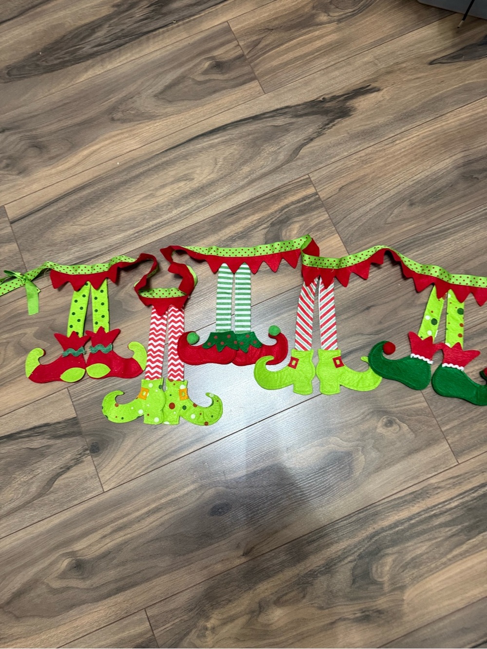Holiday Elf Legs Garland - Red and Green Festive Decor
